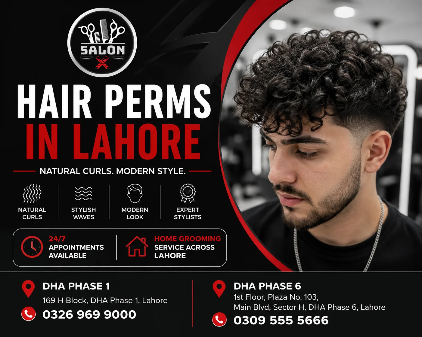 Professional hair perms for men in Lahore at Salon X, creating modern curls, waves and textured hairstyles.