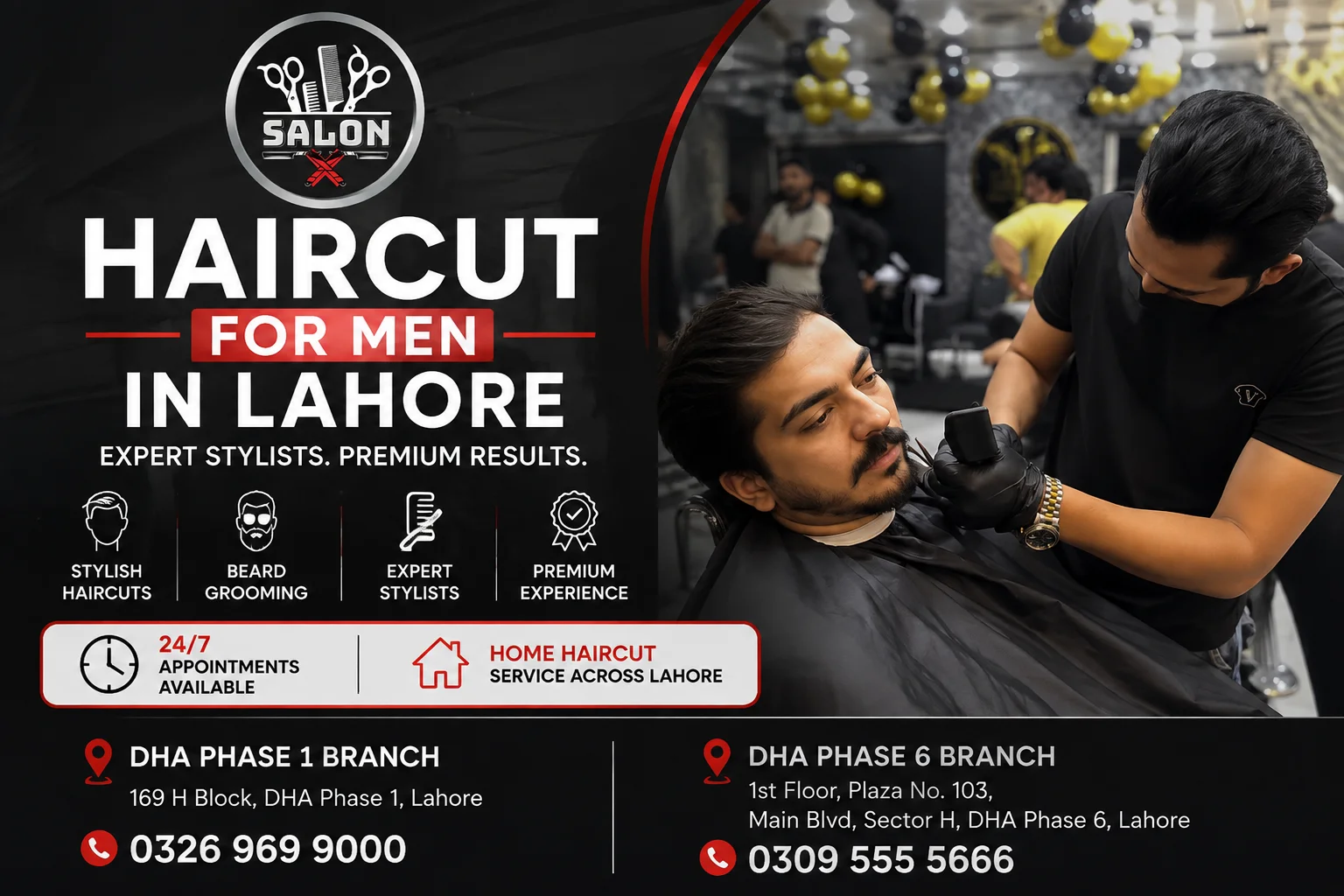 Professional haircut for men in Lahore at Salon X by experienced hairstylists, offering modern hairstyles, skin fades, beard grooming, and premium men's grooming services.