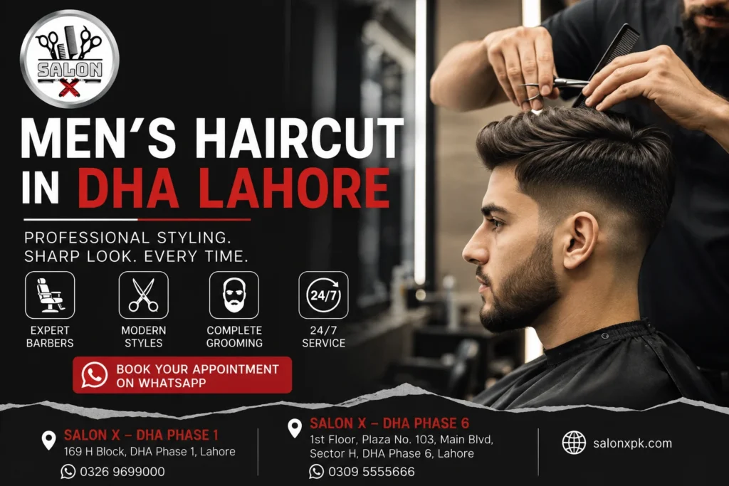 Professional men's haircut at Salon X in DHA Lahore
