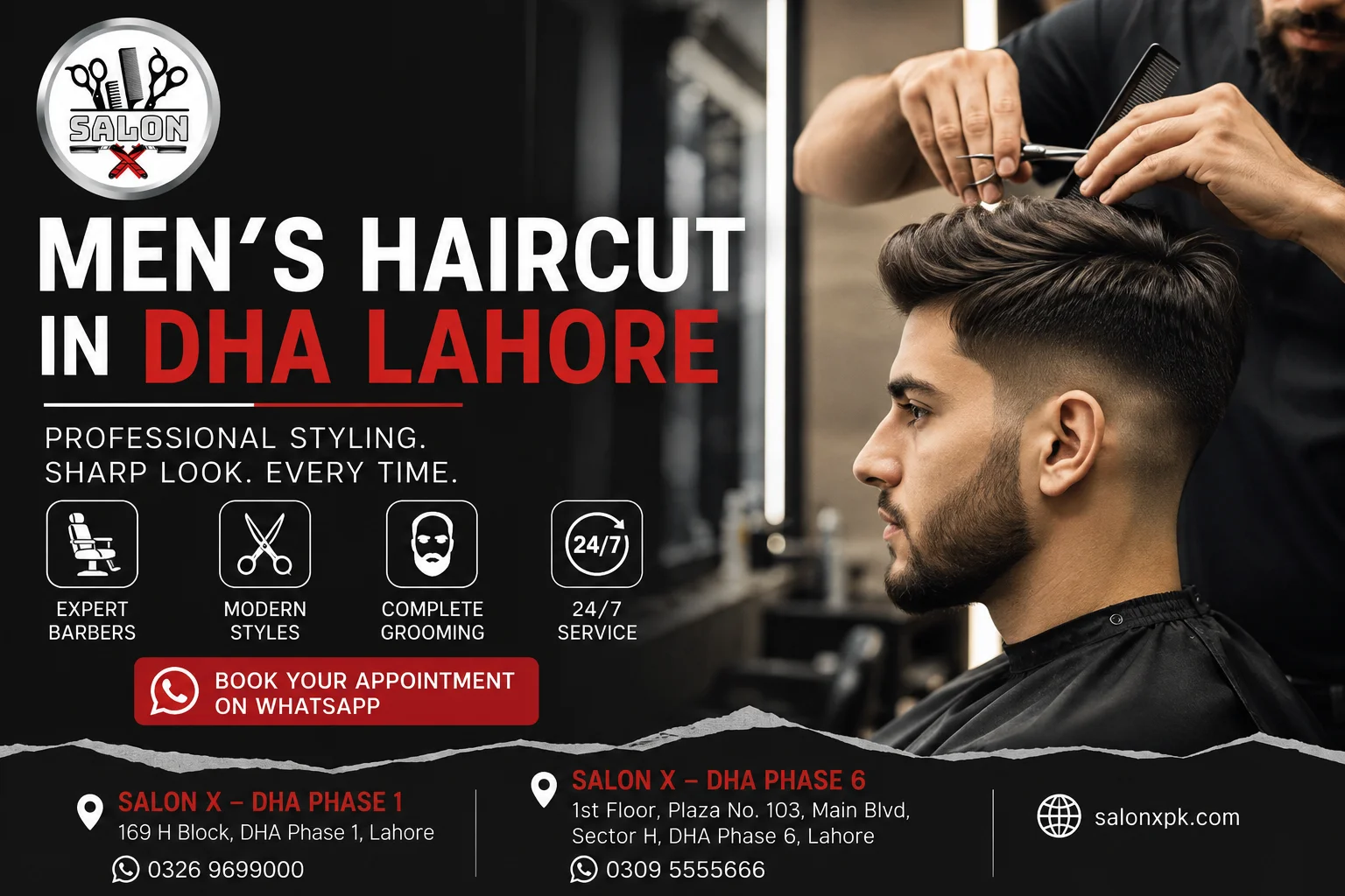 Professional men's haircut at Salon X in DHA Lahore