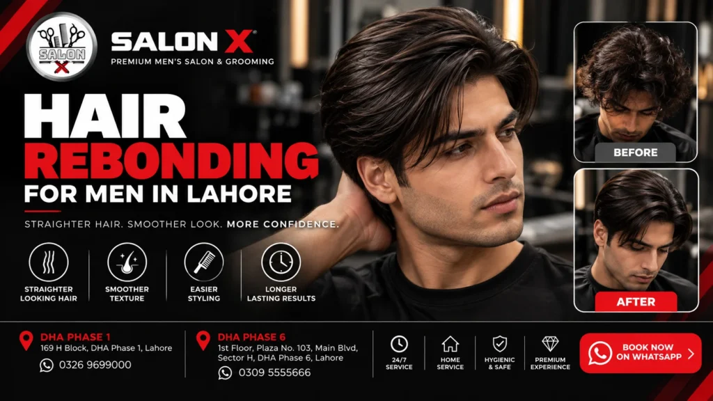 Professional hair rebonding for men in Lahore at Salon X