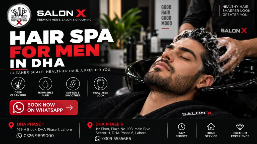 Hair spa for men in DHA Lahore at Salon X