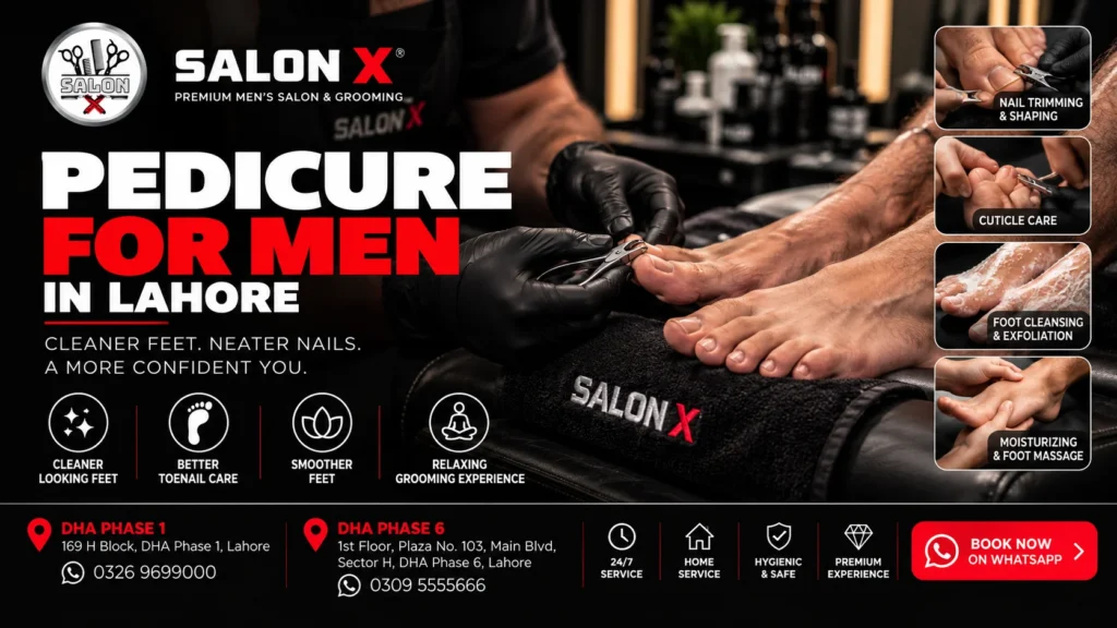Professional pedicure for men in Lahore at Salon X