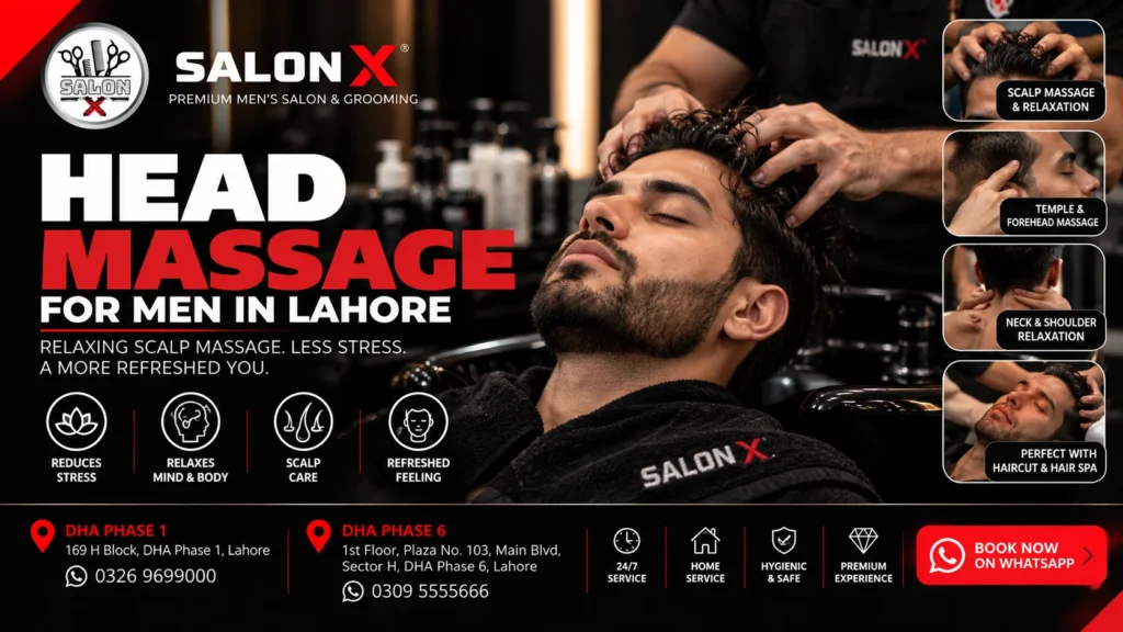 Professional head massage for men in Lahore at Salon X